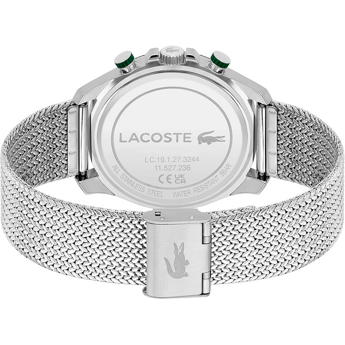 Годинник чоловічий Lacoste Neo Heritage Chronograph Quartz срібний з браслетом (сталь/силікон)