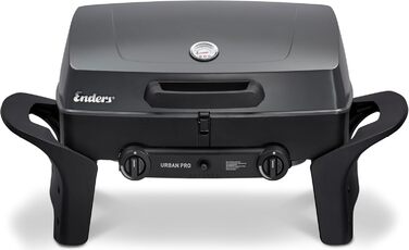 Enders® Gas Grill URBAN PRO, Table Grill, Grilling, Cooking, and Baking Function, 2 Stainless Steel Burners, Small, Grill Thermometer, Balcony, Camping Grill, Aluminum Cast Housing + Lid, #2060
