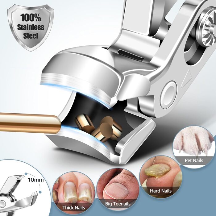 Кусачки для нігтів для літніх людей з товстими нігтями, кутовий наголовок, широкі кусачки для великих пальців ніг, широке захплення, кусачки для товстих пальців ніг, гострі кусачки для чоловіків/жінок (чорні кусачки для нігтів)