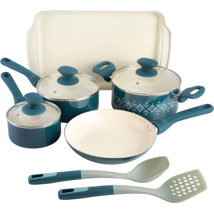 Набір посуду Spice by Tia Mowry 10 предметів з кераміки з антипригарним покриттям, блакитно-зелений (87070.10R)