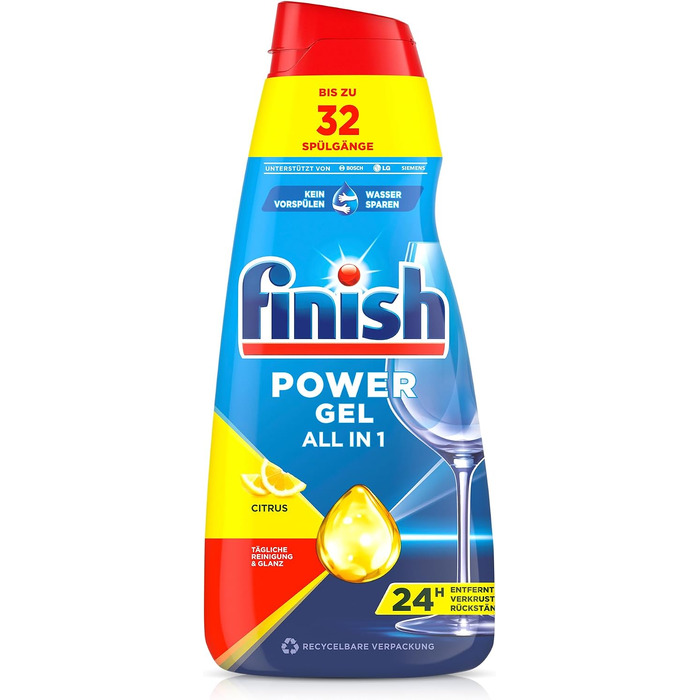 Гель для посудомийних машин Finish Power Gel Citrus, 6 x 650 мл (загальний об'єм 3.9 л)