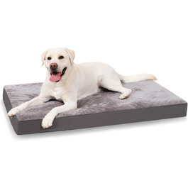 KSIIA Orthopedic Dog Bed for Large Dogs, XL Washable Dog Cushion Fluffy Dog Mat Dog Mattress with Removable Cover in Dark Grey 105x70x8cm