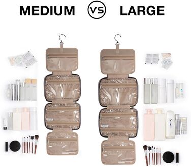 Сумка для косметики BAGSMART, дорожня косметичка з прозорим відділенням, сіра (L)