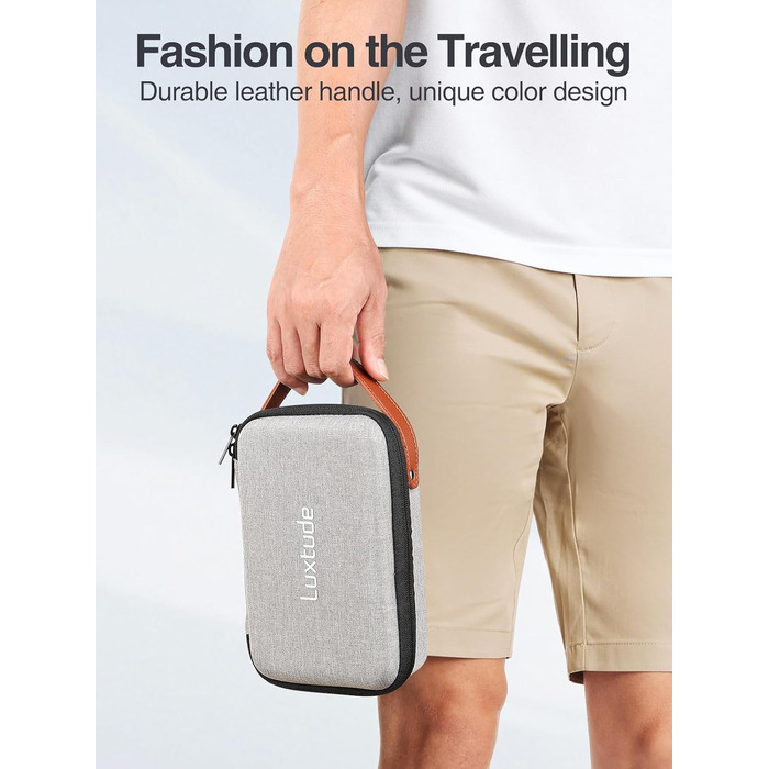 Органайзер для кабелів Luxtude: кейс для подорожей, захисний чохол для зарядних пристроїв, Powerbank, жорстких дисків (сірий)