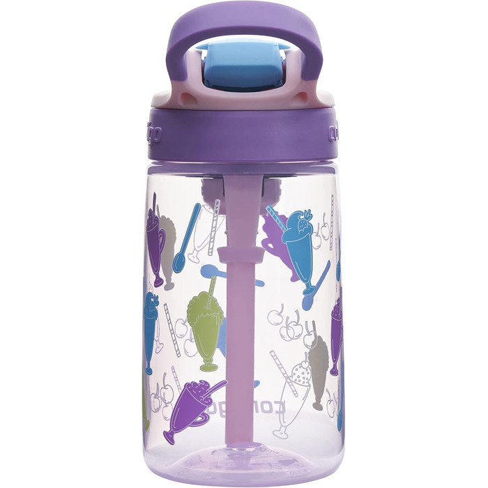 Contigo Kinder Trinkflasche Easy Clean Autospout with Straw, BPA-free durable water bottle, 100% leak-proof, easy to clean, ideal for daycare, kindergarten, school, and sports, 420 ml (Strawbery Shakes, Plastic)