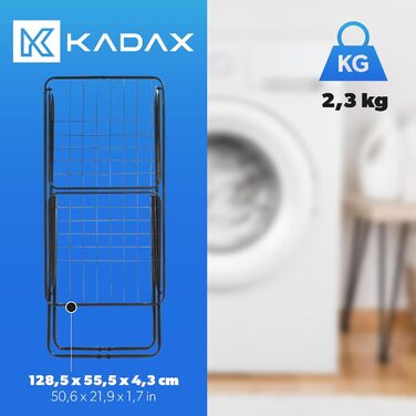 Сушарка для білизни KADAX з крилами, 18/23м, сталева, складна (біла/чорна)
