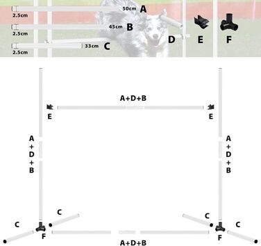 Набір для аджиліті для собак: перешкоди, стійки для слалому, обладнання для дресирування. Регульована висота, 104x70x101см, зелений