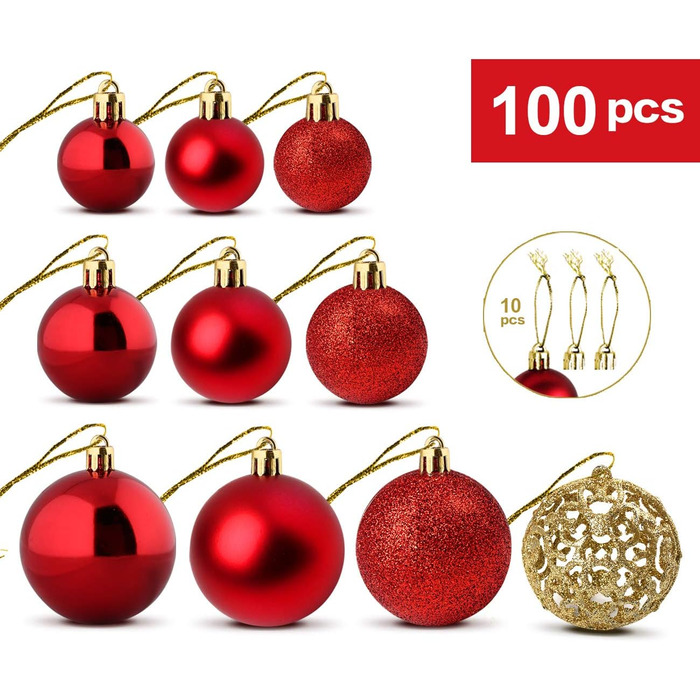 Набір прикрас для ялинки Homewit 105 шт. Золотий, пластикові ялинкові кулі з гачками, набір ялинкових прикрас, багаторазовий