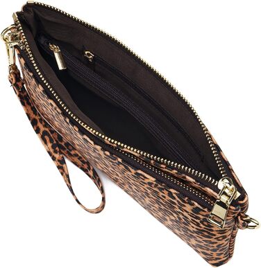 Сумка жіноча через плече зі шкіри, крос-боді, багато відділень, леопардовий принт