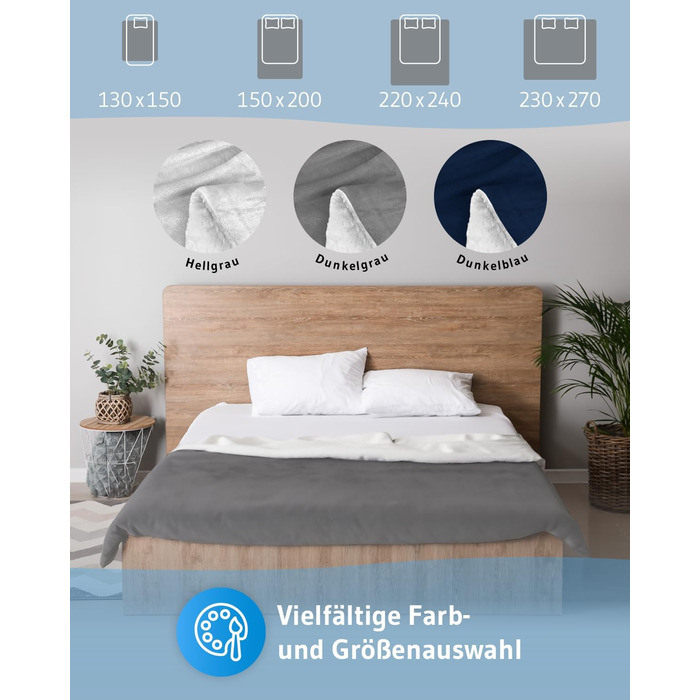 Пухова ковдра KAMI 150x200 см, темно-сіра, Sherpa, для вітальні, дивану, ліжка, з кишенею для телефону та захистом від бруду, тепла зимова ковдра