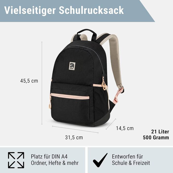 Шкільний рюкзак для дівчаток та хлопчиків-підлітків Flex - рюкзак для жінок та чоловіків з відділенням для 16-дюймового ноутбука для школи та дозвілля - водонепроникний, чорно-рожевий