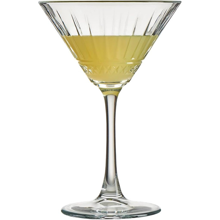 Набір з 4 склянок Мартіні Pasabahce Vintage Elysia, 212,6 г, склянка з огранованим ніжкою, елегантні коктейльні склянки для вечірок та подарунків