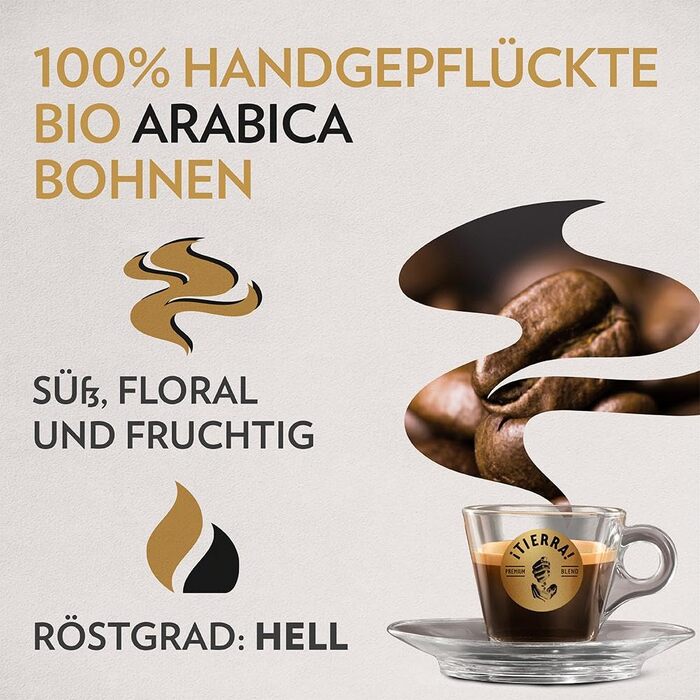 Кава в зернах Lavazza Tierra For Planet, 100% органічна арабіка, легкого обсмаження для еспресомашини, м'який фруктово-квітковий смак, 1 кг