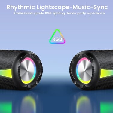 Bluetooth колонка 2026 з RGB підсвіткою, портативна, водонепроникна IPX7, з мікрофоном, для дому, саду та подорожей - антрацит