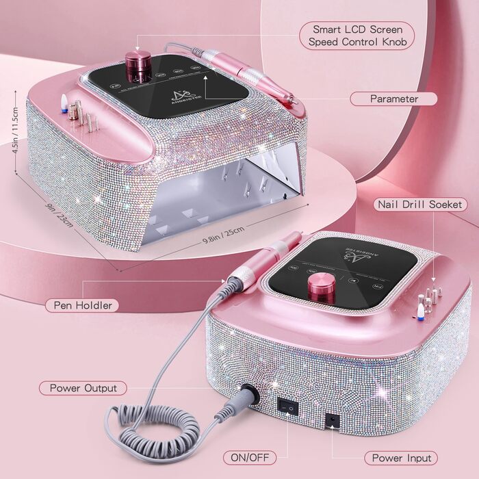 Професійний набір для манікюру 2-в-1: фрезер та UV-лампа, 45000 RPM, для дому та салонів