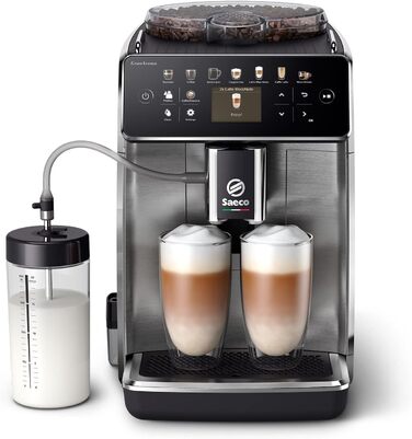 Saeco GranAroma Fully Automatic Espresso Machine, 16 Beverages, 6 User Profiles, Colored TFT Display, Metal Front, SM6585/00. 16 Coffee Specialties. No Wifi