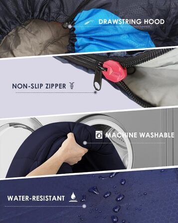 Lightweight Waterproof Sleeping Bag for Adults - Cold Weather Sleeping Bag for Camping, Hiking, and Outdoor Travel | Compression Bag Included