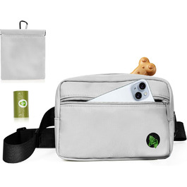 Сумка для собак з карабіном, сумка для тренування цуценят з відділенням для ласощів та тримачем для пакетів, зручна сумка для перенесення їжі та відходів для тварин з регульованим поясом (Сіра)