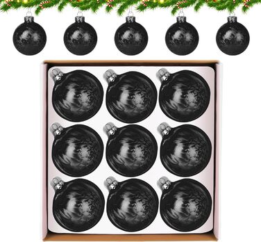 Скляні кулі Hengsong на Різдво: 24 шт. чорні та золоті, 6 см. Декорації для ялинки, різдвяний декор