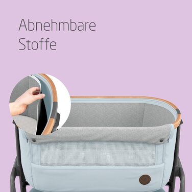 Maxi-Cosi Iora Bedside Crib Baby, Foldable Co-Sleeper, 0–6 Months, max. 9 kg, 4 Recline Positions and 5 Height Levels, Easy to Push, Comfortable Mattress, Large Basket, Easy to Carry, Essential Grey Essential Grey Iora