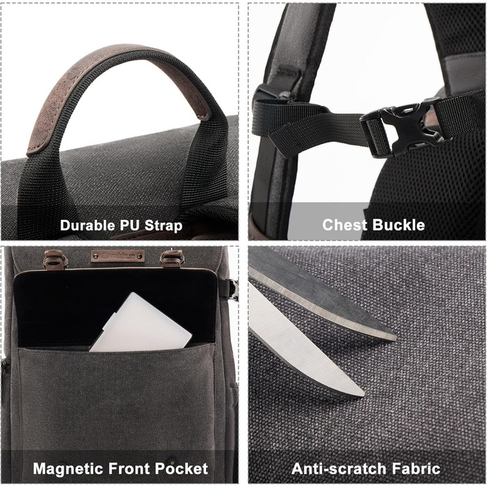 Водонепроникний рюкзак для камери Cwatcun з брезенту, професійний фоторюкзак, вінтажний стиль, сумісний з Sony, Canon, Nikon (S, чорний)