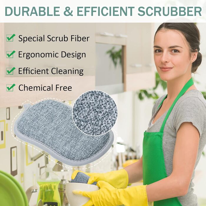 24-Piece Multi-Purpose Sponges, Scratch-Resistant, Microfiber Sponge, Cleaning Sponge, Reusable Dish Sponges for Dishwashing with Robust Scrubbing Power (gray)