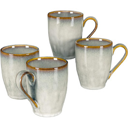 Henten Home Coffee Mug Set, Ceramic, 4-Piece - 350ml for Coffee, Cappuccino, and Latte Macchiato - Beige