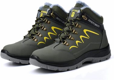 Зимові робочі черевики для чоловіків та жінок. Безпечні черевики S3 з металевим носком. Легкі, теплі, захисні черевики. Розміри 35-48 (36 EU). Колір: зелений