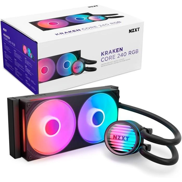 NZXT Kraken Core 240 RGB - Рідинне охолодження CPU AIO з LCD-дисплеєм, чорний