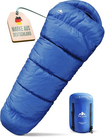 Спальний мішок Outdoor I [300GSM] Теплий, 1700г, для весни, осені та зими [-5°C до 10°C] | Для комфортного сну під час кемпінгу, відпочинку на природі та подорожей [M-XL] | Синій