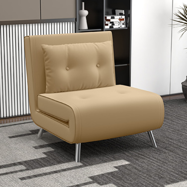 HOMCOM Sleeper Chair Folding Chair with Bed Function 77x88x83cm, Single Sofa with Cushion, Velvet Upholstered Sofa in Brown for Guests