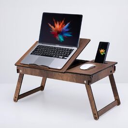 Дерев'яний столик для ноутбука Vigo Wood - регульований піднос для роботи та читання в ліжку, з місцем для зберігання