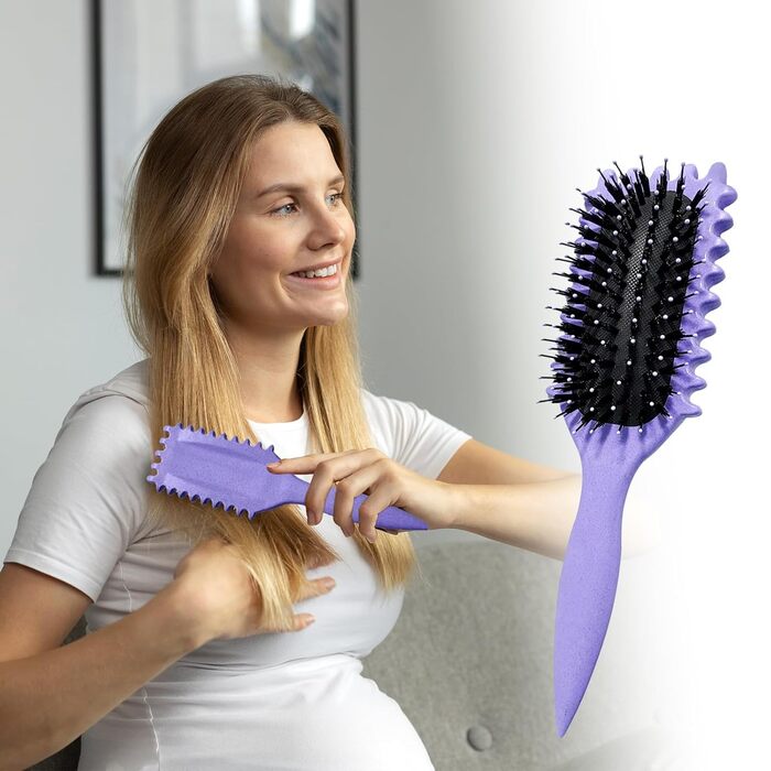 Браш для створення локонів Lockenbürste, фіксуюча щітка для укладки волосся, розпушувач для жінок (фіолетовий)
