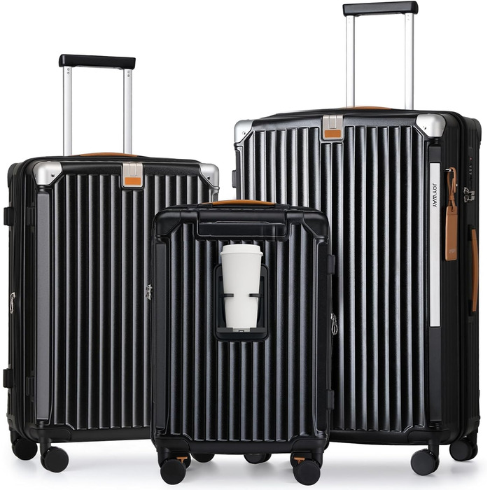 Чемодан Joyway ABS з жорсткою оболонкою, розширюваний, на 4 колесах, з TSA замком, набір 3 шт. (зелений, чорний)