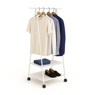 Relaxdays Clothes Rack with Wheels and 2 Shelves