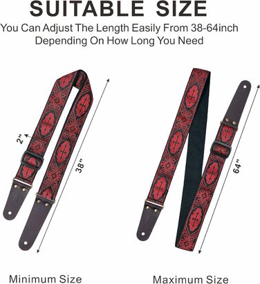 Накладки на гітару Nefelibata: бавовняні ремені з шкіряними кінцями, для бас-гітари, електро- та акустичної гітари, 1 кнопка, 2 замки, 4 прикраси