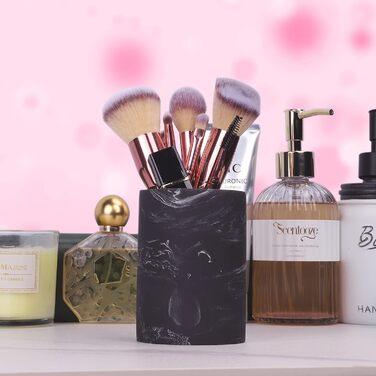 Тримач для зубних щіток ZCCZ для ванної кімнати, керамічний, квадратний, для електричної зубної щітки, косметики, пензлів, бритви, білий мармурний дизайн