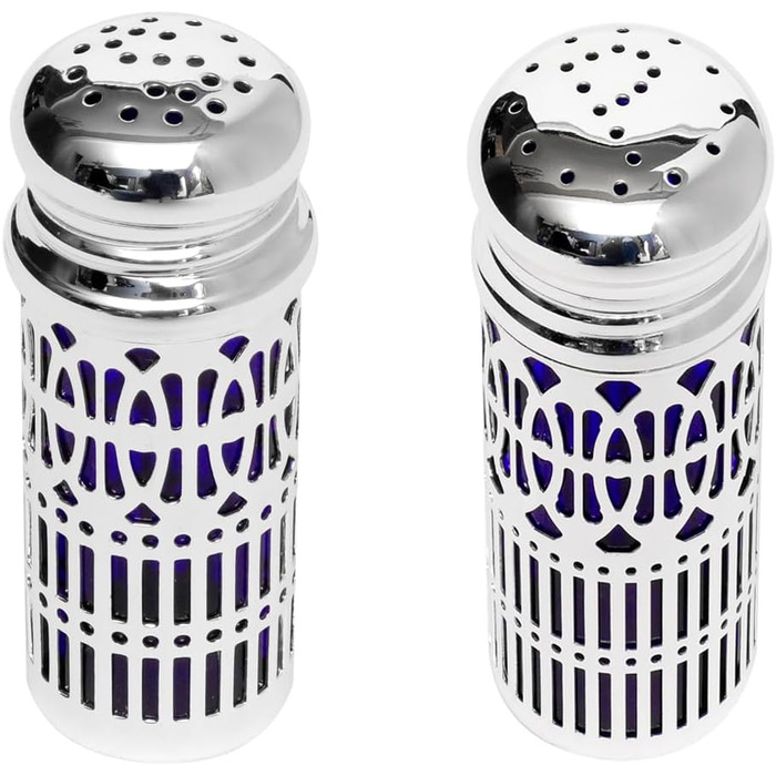 Silver Plated Salt and Pepper Shakers - Metal Spice Shakers - Fine Salt Shaker - Silver Shakers - 2 Piece Set (Variant 1: 7 x 2.5 cm (H x Ø))