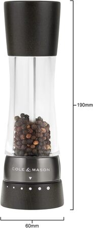 Набір для солі та перцю Cole & Mason Derwent Roségold - ручний млин з регульованою керамічною жорна, дерево/акрил, 190 мм, Precision+, подарунковий набір