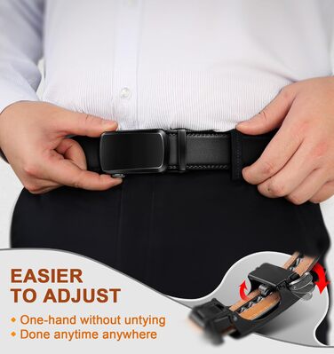 Чоловічий шкіряний ремінь KEMISANT з автоматичною пряжкою, 35 мм, без дірок, регульований розмір 115 см/32'-38'