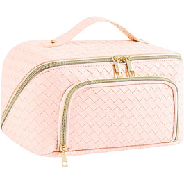 Косметичка для макіяжу жіноча водонепроникна з PU-шкіри, велика, для подорожей (Вінтажно-рожевий)