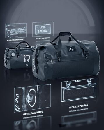 IRON JIA's Motorcycle Bag Luggage Roll Waterproof Motorcycle Rear Bag Saddlebag Travel Bag with Roll-Sealed Shoulder Straps Suitable for Motorcycle Cycling Camping Watersports Black-30L Black 30L