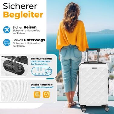 Валіза KESSER® 120L з ABS-пластику з кодовим замком, вагами та органайзером, 360° обертання, для подорожей та бізнесу, телескопічна ручка, білий (55см)