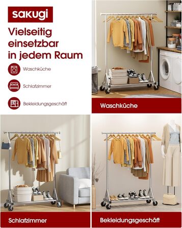 Стійка для одягу на колесах – міцна вішалка для одягу з металевої сітки, багатофункціональна стійка для гардеробу в спальню, пральню, магазин, 110 x 42 x 163.3 см, срібна