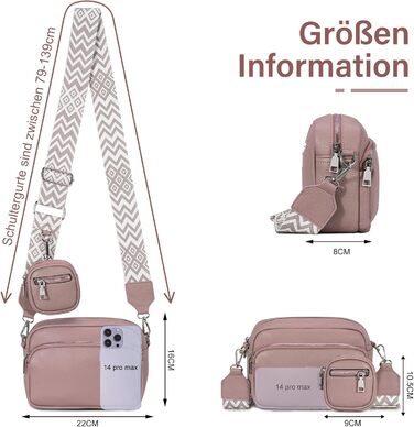 Сумка жіноча через плече крос-боді PU шкіра (темно-рожева) з віднімним ремінцем