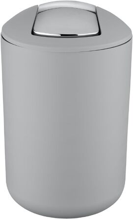 Косметичне відро для сміття WENKO Brasil L, 6.5 л, з гойданковим кришкою, ударостійкий пластик, BPA-free, сіре