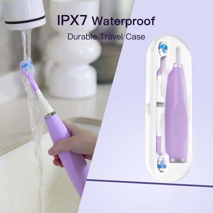 Електрична зубна щітка для дітей з таймером, перезаряджувана, фіолетова. Звукова щітка для хлопчиків та дівчаток 3-12 років