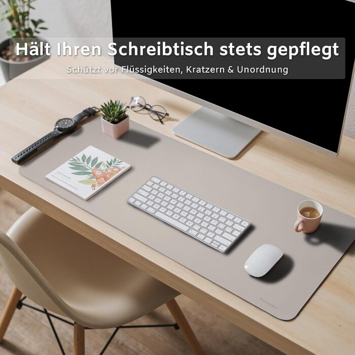 Офісний килимок для столу XXL з екошкіри Steingrau 80x40 см: Нековзний, водостійкий, для офісу та дому