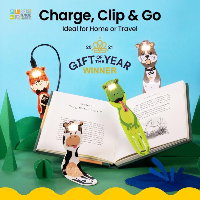 Перезаряджувана LED лампа-закладка Flexilight для читання | Кліпса для книг дітям та дорослим | Аксесуар для читання | Подарунок для книголюбів