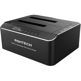 Док-станція для жорстких дисків RSHTECH з двома відсіками, USB 3.0, алюміній, підтримка 2.5/3.5
